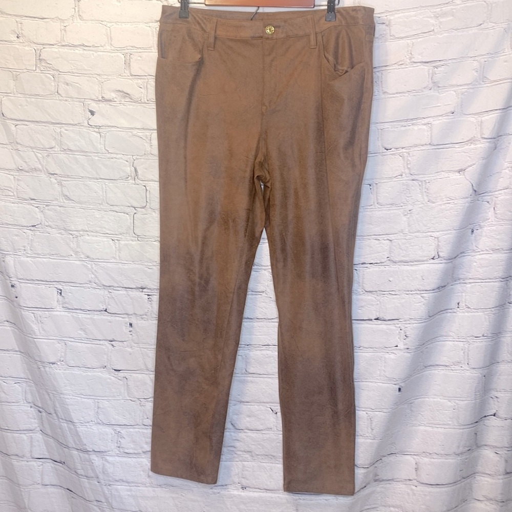 Chico's Brown Faux Leather Pants Size 2 US Size 12 Excellent Condition